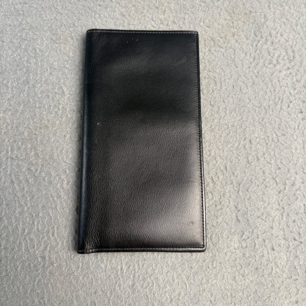Don Loper of California Vintage Mens Black Leather Breast Pocket Wallet Bifold